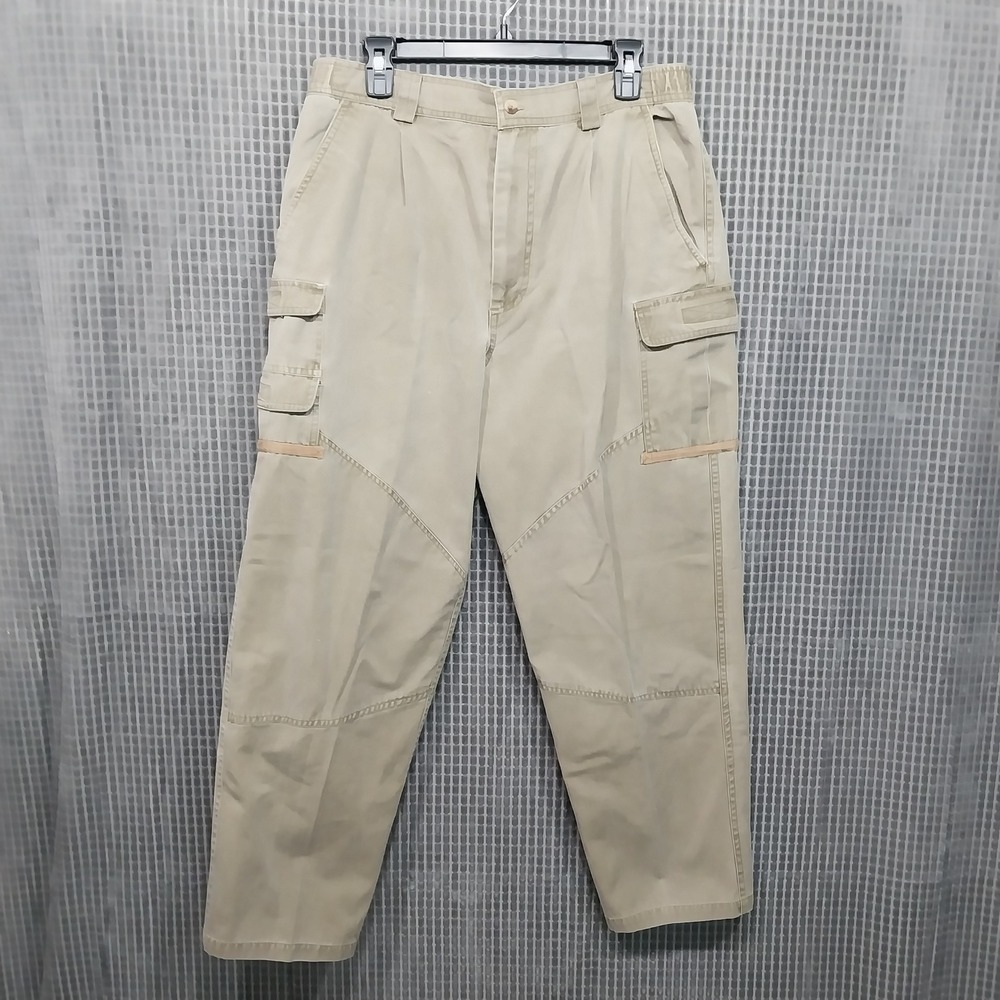 Ozark Wilderness Outfitters Mens Cargo Pants Pleated Canvas 35x29 Khaki